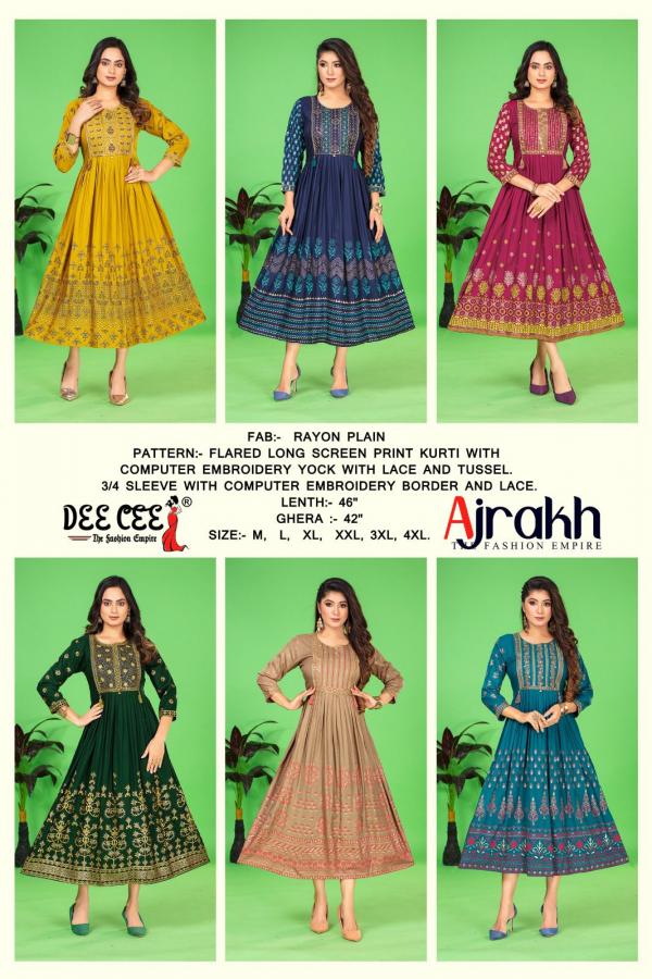 Deecee Ajrakh Rayon Printed Long Kurti Collection